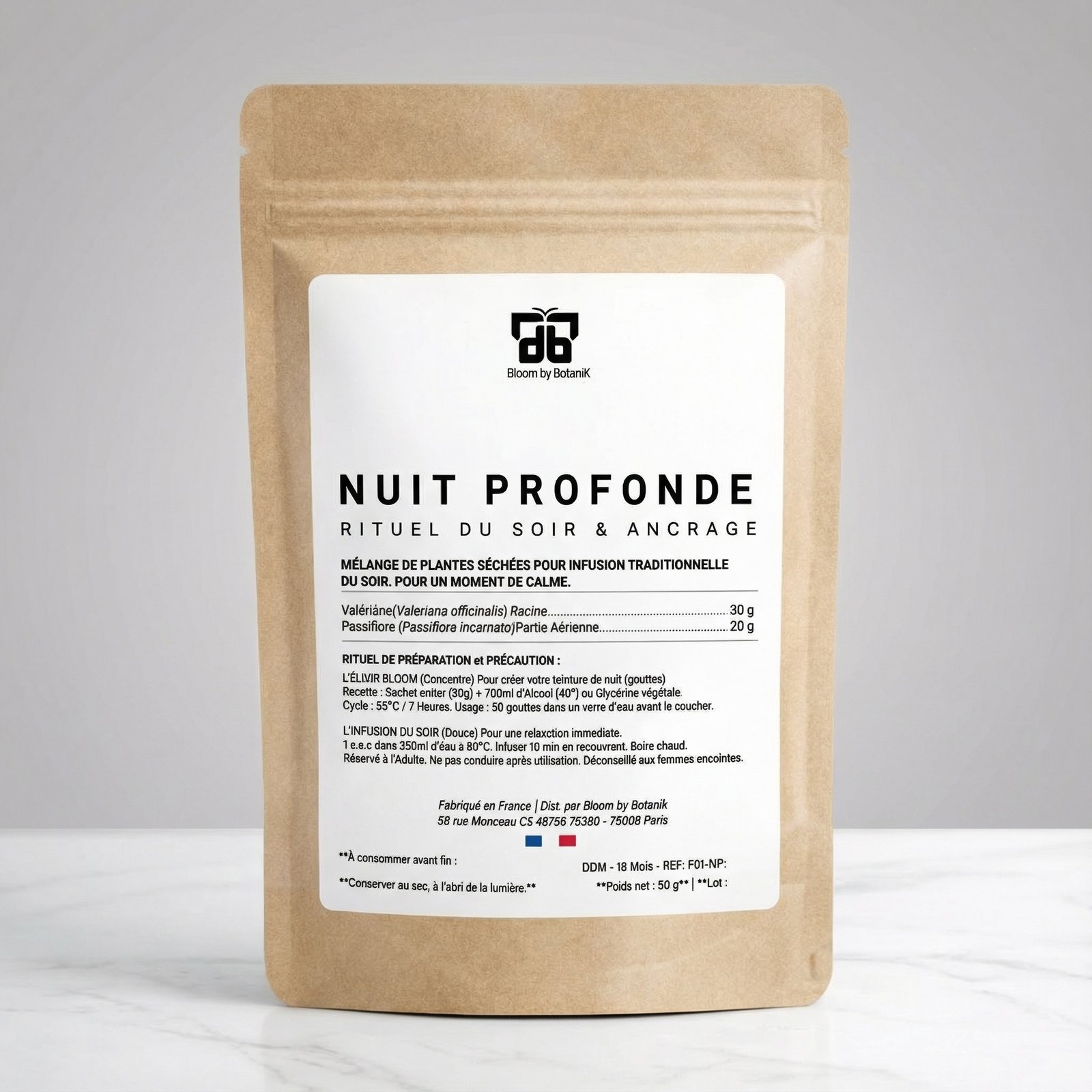 Remède Nuit Profonde - SOMMEIL & ANCRAGE - Bloom by BotaniK - Machine à infusion botanique, tisanes et remèdes naturels